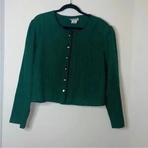 Vintage Lady Dorby Green Houndstooth Button Up Blazer Jacket